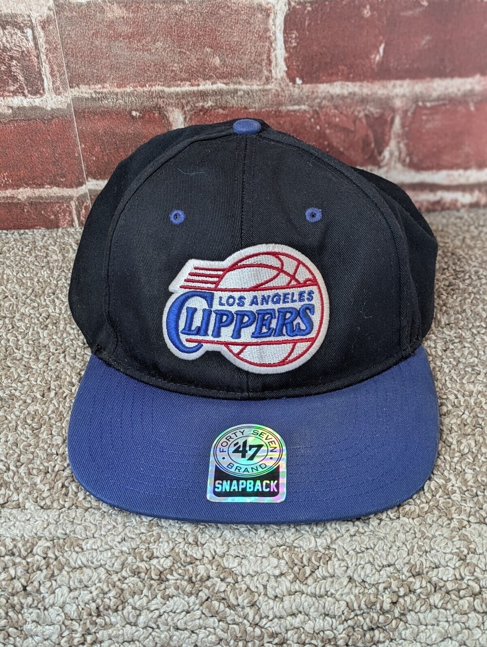 47 Brand Captain Snapback Hat NBA Los Angeles Clippers Black Blue One Size OS
